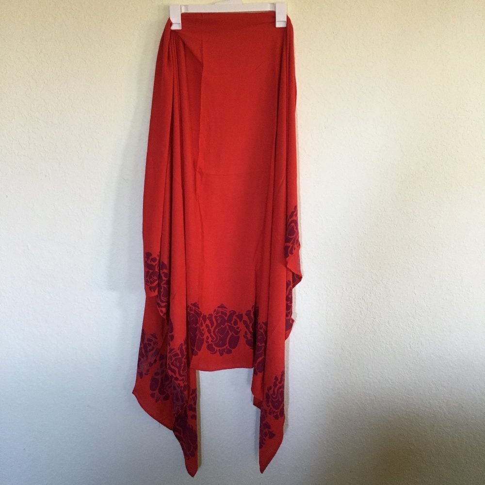 Casual Movements Sarong Wrap beach cover up bright red.